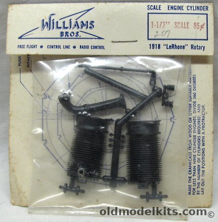 Williams Brothers 1.5 Inch 1918 LeRhone Rotary Engine Cylinder Kit - for Large Scale RC Aircraft - Bagged plastic model kit